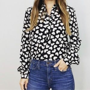 Kate spade silk heart valentine print blouse